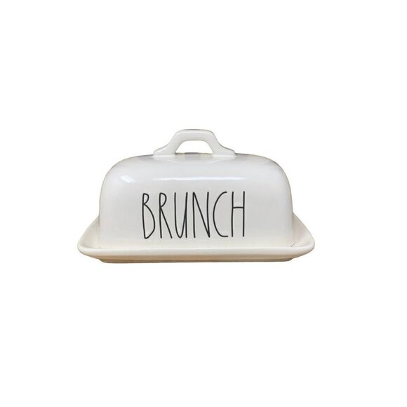 Rae Dunn Butter Covered Dish Plate Ceramic White Artesian Collection Magenta - Picture 8 of 8